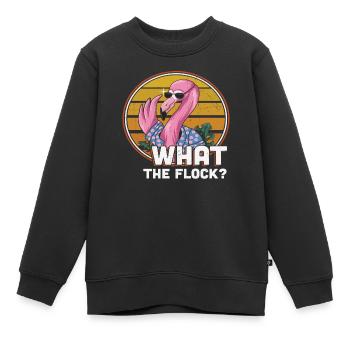 Was die Herde Flamingo - Kinder Premium Organic Sweatshirt - Schwarz - Vorne - AI Model Kid Female (0cm)