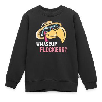 Whassup Flocker? Zitate Flamingo - Kinder Premium Organic Sweatshirt - Schwarz - Vorne - AI Model Kid Female (0cm)