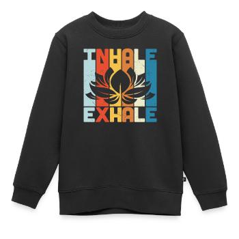 Einatmen Ausatmen Yoga Retro - Kinder Premium Organic Sweatshirt - Schwarz - Vorne - AI Model Kid Female (0cm)
