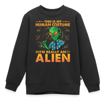 C’est mon costume humain, je suis vraiment un extraterrestre - Sweat Premium enfant bio - noir - Devant - AI Model Kid Female (0cm)