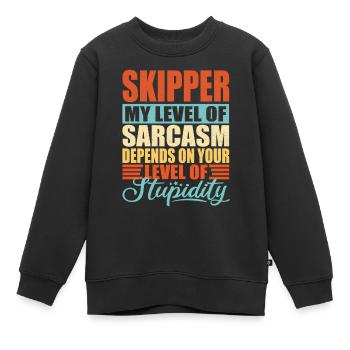 Skipper sarkasmus Lustiger Skipper - Kinder Premium Organic Sweatshirt - Schwarz - Vorne - AI Model Kid Female (0cm)