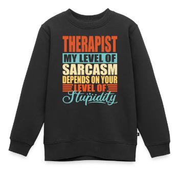 Sarcasme du thérapeute - Sweat Premium enfant bio - noir - Devant - AI Model Kid Female (0cm)