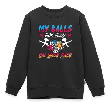 Paintball Mes balles Look Splatter Joueur de paintball - Sweat Premium enfant bio - noir - Devant - AI Model Kid Female (0cm)