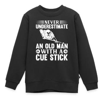 Never Underestimate an Old Man with a Cue Stick - - Kinder Premium Organic Sweatshirt - Schwarz - Vorne - AI Model Kid Female (0cm)