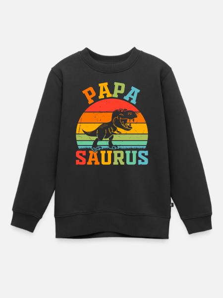 Papasaurus - Papa Saurus Papa Dino - Sweat Premium enfant bio - noir