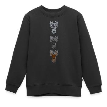 Rothirsch Geweih mit Hirschgeweih - Kinder Premium Organic Sweatshirt - Schwarz - Vorne - AI Model Kid Female (0cm)
