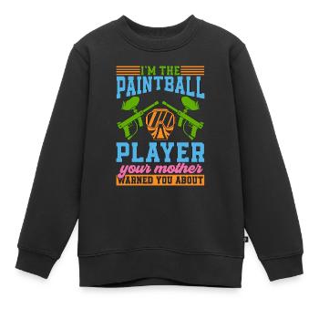 Paintball Je suis le joueur de paintball Splatter Player - Sweat Premium enfant bio - noir - Devant - AI Model Kid Female (0cm)