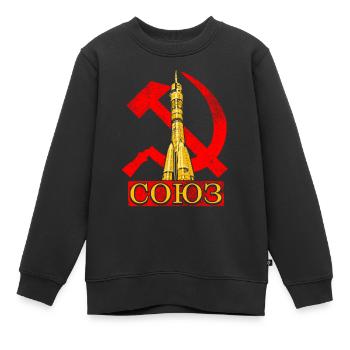 Fusée Soyouz Union soviétique - Sweat Premium enfant bio - noir - Devant - AI Model Kid Female (0cm)