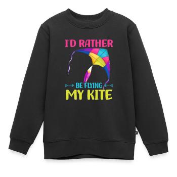 Cerf-volant - Sweat Premium enfant bio - noir - Devant - AI Model Kid Female (0cm)