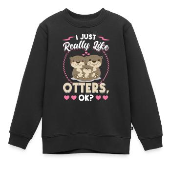 I just like Otter very much - Kids Premium Organic Sweatshirt - black - Front - AI Model Kid Female (0cm)