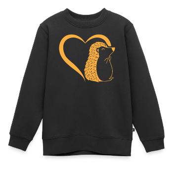 Hedgehog Heart Baby Hedgehog - Cute Hedgehog - Kids Premium Organic Sweatshirt - black - Front - AI Model Kid Female (0cm)