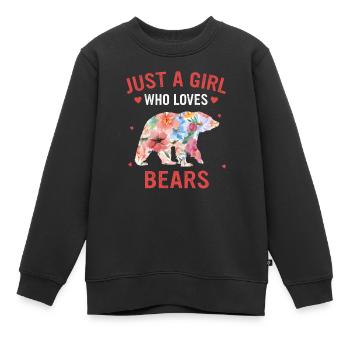 Bear Grizzly Bear Brown Bear Bear - Kids Premium Organic Sweatshirt - black - Front - AI Model Kid Female (0cm)