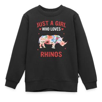 Rhinocéros Rhinocéros - Sweat Premium enfant bio - noir - Devant - AI Model Kid Female (0cm)