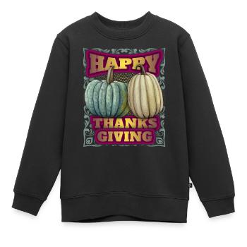 Vintage-Thanksgiving, Happy Thanksgiving - Kinder Premium Organic Sweatshirt - Schwarz - Vorne - AI Model Kid Female (0cm)