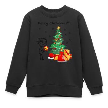 Merry Christmas Design - Kinder Premium Organic Sweatshirt - Schwarz - Vorne - AI Model Kid Female (0cm)