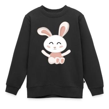 Rabbit White cute pink - Kids Premium Organic Sweatshirt - black - Front - AI Model Kid Female (0cm)