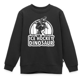 Ice Hockey Player Ice Hockey Dino - Ice Hockey Din - Kinder Premium Organic Sweatshirt - Schwarz - Vorne - AI Model Kid Female (0cm)