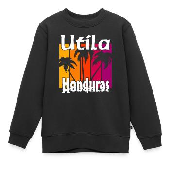 Utila, Honduras - Sweat Premium enfant bio - noir - Devant - AI Model Kid Female (0cm)