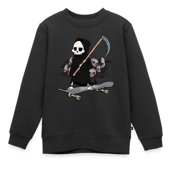 Skateboard Grim Reaper Closing Time End Horror Death - Sweat Premium enfant bio - noir - Devant - AI Model Kid Female (0cm)