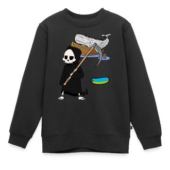 Marine mammals Whale Fish Grim Reaper Environmental protection - Kids Premium Organic Sweatshirt - black - Front - AI Model Kid Female (0cm)