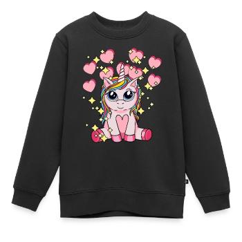Licorne Hearty Mythical Animal Enfants Stardust - Sweat Premium enfant bio - noir - Devant - AI Model Kid Female (0cm)