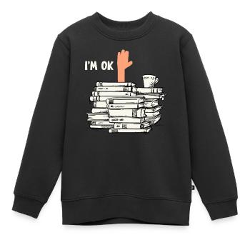 Lire des livres - Sweat Premium enfant bio - noir - Devant - AI Model Kid Female (0cm)