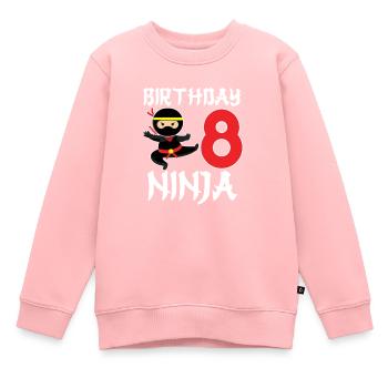 Funny Birthday Ninja 8 years old birthday - Kids Premium Organic Sweatshirt - rose - Front - AI Model Kid Female (0cm)