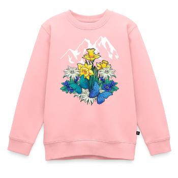 Österreich Tirol Frühling Natur Alm Enzian Blumen - Kinder Premium Organic Sweatshirt - Rosa - Vorne - AI Model Kid Female (0cm)