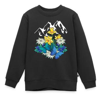 Autriche Tyrol printemps Nature Alm Gentiane Fleurs - Sweat Premium enfant bio - noir - Devant - AI Model Kid Female (0cm)