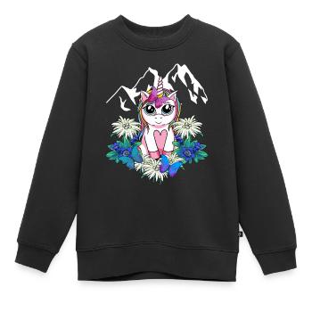 Alpen Einhorn Frühling Fabeltiere Alm Kinder - Kinder Premium Organic Sweatshirt - Schwarz - Vorne - AI Model Kid Female (0cm)
