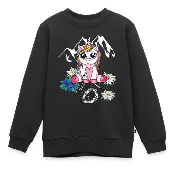 Alpen Unicorn Mountaineer Alpinisme Enfant descente en rappel - Sweat Premium enfant bio - noir - Devant - AI Model Kid Female (0cm)