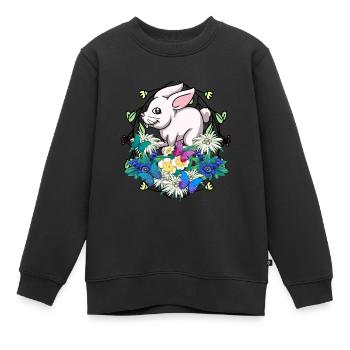 Début du printemps Lapin de Pâques Enfant - Sweat Premium enfant bio - noir - Devant - AI Model Kid Female (0cm)