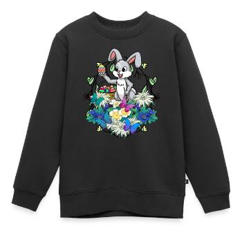 Frühlingsanfang Ostereier Osterhase Pinsel Ostern - Kinder Premium Organic Sweatshirt - Schwarz - Vorne - AI Model Kid Female (0cm)