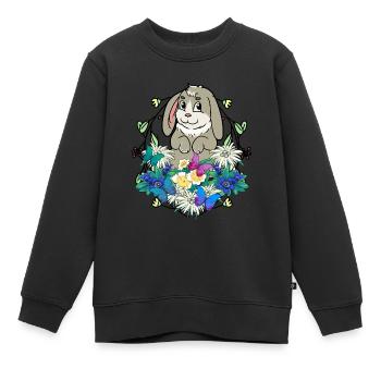 Début du printemps Lapin de Pâques Joyeuses Pâques Nature - Sweat Premium enfant bio - noir - Devant - AI Model Kid Female (0cm)