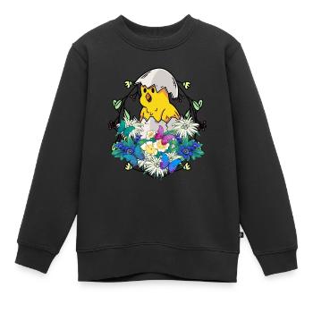 Frühlingsanfang Küken Federvieh frohe Ostern Natur - Kinder Premium Organic Sweatshirt - Schwarz - Vorne - AI Model Kid Female (0cm)
