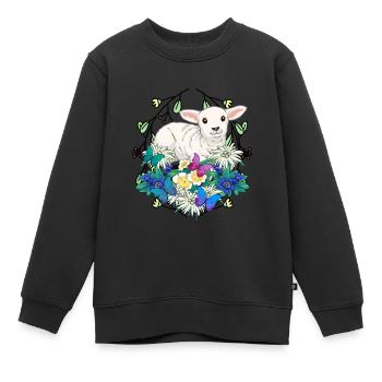 Début du printemps Agneau Moutons Joyeuses Pâques Nature - Sweat Premium enfant bio - noir - Devant - AI Model Kid Female (0cm)