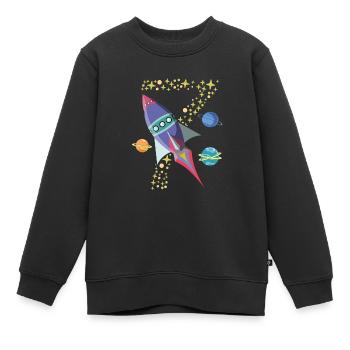 Rocket 7th birthday 7 years space spaceship - Kids Premium Organic Sweatshirt - black - Front - AI Model Kid Female (0cm)