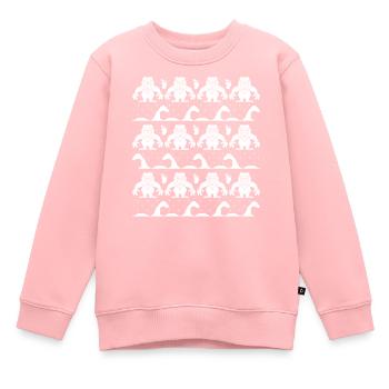 Yeti et Loch Ness Monster Pull de Noël moche - Sweat Premium enfant bio - rose - Devant - AI Model Kid Female (0cm)