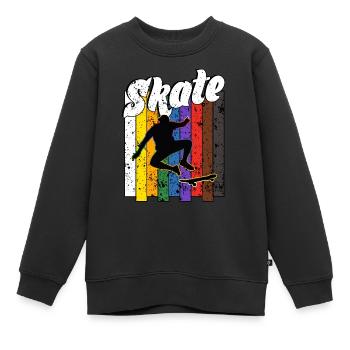 Skateboard Freestyle - Sweat Premium enfant bio - noir - Devant - AI Model Kid Female (0cm)