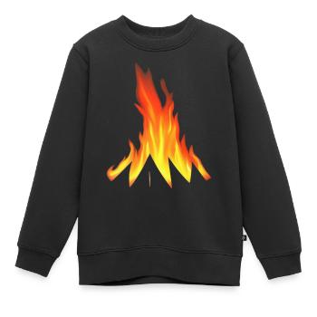 Lagerfeuer Camping Natur Wald Feuer draußen Zelt 1 - Kinder Premium Organic Sweatshirt - Schwarz - Vorne - AI Model Kid Female (0cm)