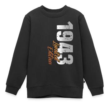 80e anniversaire 1943 Né 80 ans - Sweat Premium enfant bio - noir - Devant - AI Model Kid Female (0cm)
