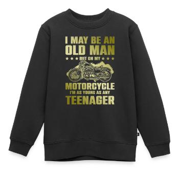 Motorrad alter mann - Kinder Premium Organic Sweatshirt - Schwarz - Vorne - AI Model Kid Female (0cm)