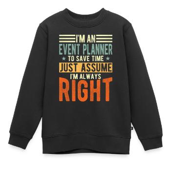 Planificateur d’événements - Sweat Premium enfant bio - noir - Devant - AI Model Kid Female (0cm)