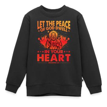 Laissez la paix de Dieu habiter dans votre Cœur - Sweat Premium enfant bio - noir - Devant - AI Model Kid Female (0cm)