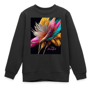 Sei stark - ein motivierender Slogan für außergewöhnliche Menschen - Kinder Premium Organic Sweatshirt - Schwarz - Vorne - AI Model Kid Female (0cm)