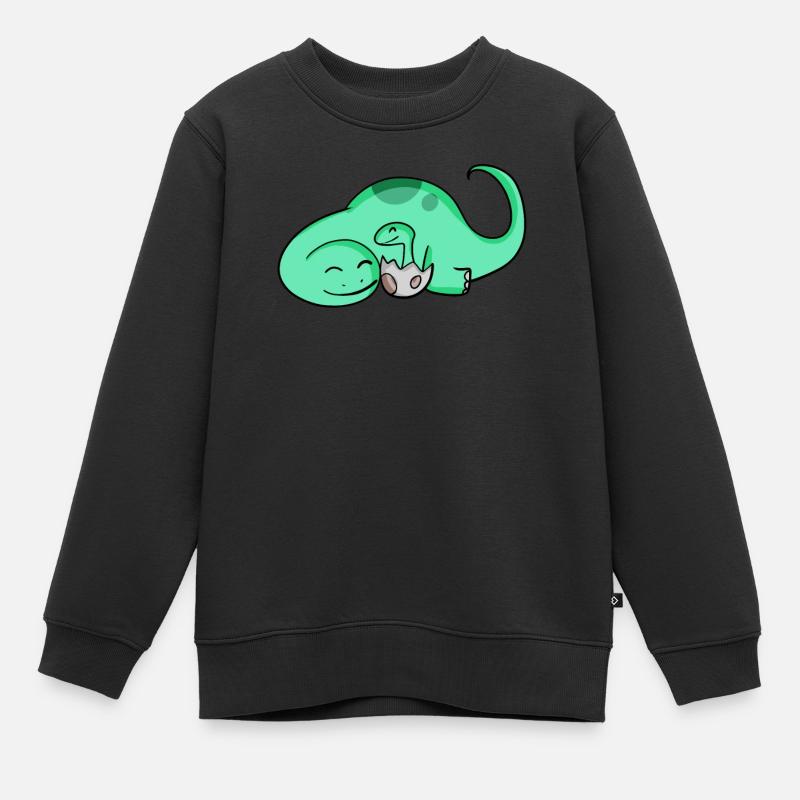 Dinosaure avec bébé dinosaure - Sweat Premium enfant bio - noir