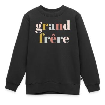 Grand Frere - Sweat Premium enfant bio - noir - Devant - AI Model Kid Female (0cm)