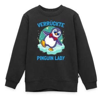 Pingouins Pingouin Fou Dame Pingouin Mignon Pingouin - Sweat Premium enfant bio - noir - Devant - AI Model Kid Female (0cm)