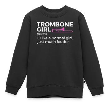 Trombone Musicien Brass Band - Sweat Premium enfant bio - noir - Devant - AI Model Kid Female (0cm)