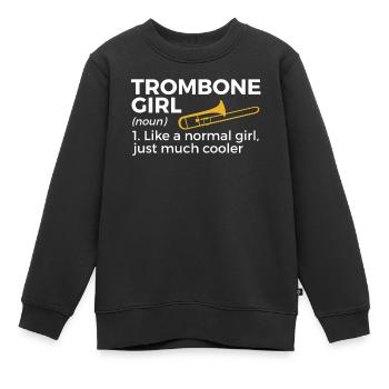Trombone Musicien Brass Band - Sweat Premium enfant bio - noir - Devant - AI Model Kid Female (0cm)